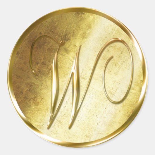 W Monogram Faux Gold Envelope Seal Stickers (Voorkant)