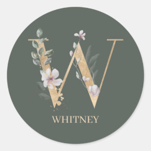 W Monogram Floral Ronde Sticker