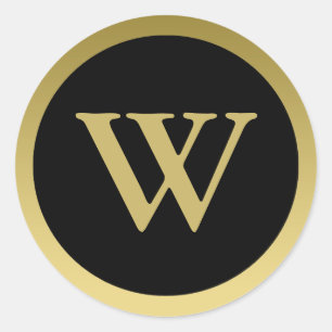W :: Monogram W Elegant Gold et Black Sticker