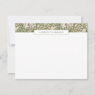 W. Morris Green Floral Top Border Stationery kaart