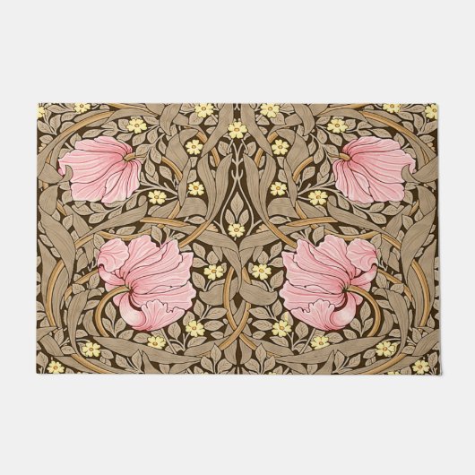 W Morris Pimpernel Pattern in Pink & Sepia Deurmat (Voorkant)