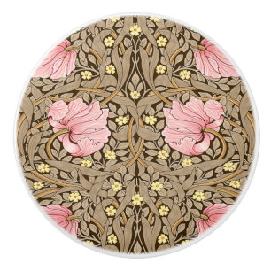 W Morris Pimpernel Pattern in Pink & Sepia Keramische Knop