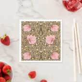 W Morris Pimpernel Pattern in Pink & Sepia Servet (Insitu)