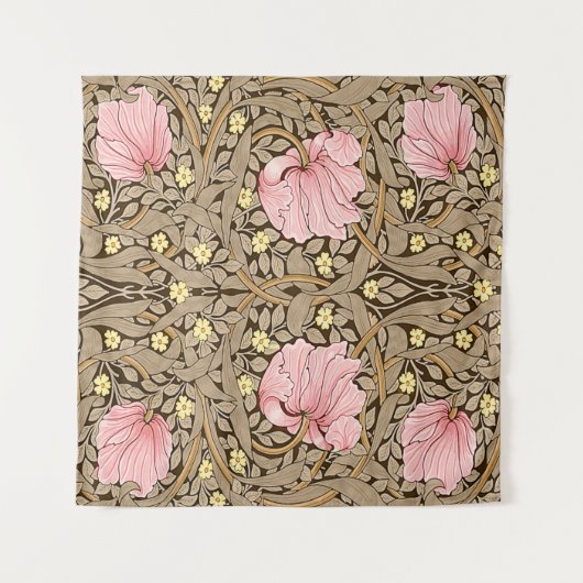 W Morris Pimpernel Pattern in Pink & Sepia Wandkleed (Voorkant (horizontaal))