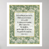 W Morris Quote - Heb niets in je huis... Poster (Voorkant)