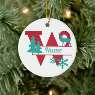 W Ornament voor kerstfeestdagen met Initiaal op mo