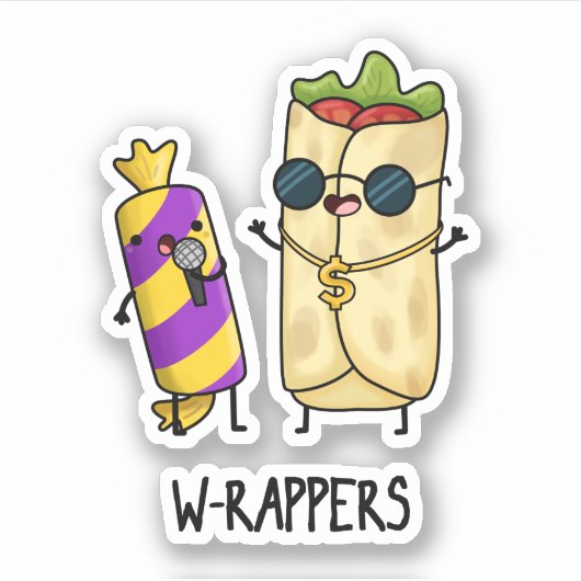 W-rappers Funny Food Pun Sticker (Voorkant)