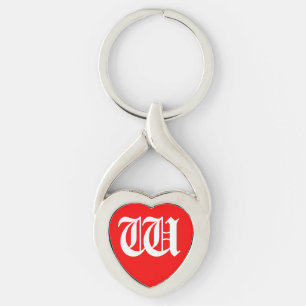 "W" Red Heart Sleutelhanger