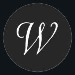 W Stickers Mariage Cursive Monogramme noir blanc<br><div class="desc">Ces autocollants sont dotés d'un élégant monogramme W cursif. Idéal pour les faveurs de mariage,  etc.</div>