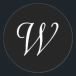 W Stickers Mariage Cursive Monogramme noir blanc<br><div class="desc">Ces autocollants sont dotés d'un élégant monogramme W cursif. Idéal pour les faveurs de mariage,  etc.</div>