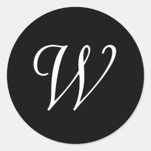 W Stickers Mariage Cursive Monogramme noir blanc