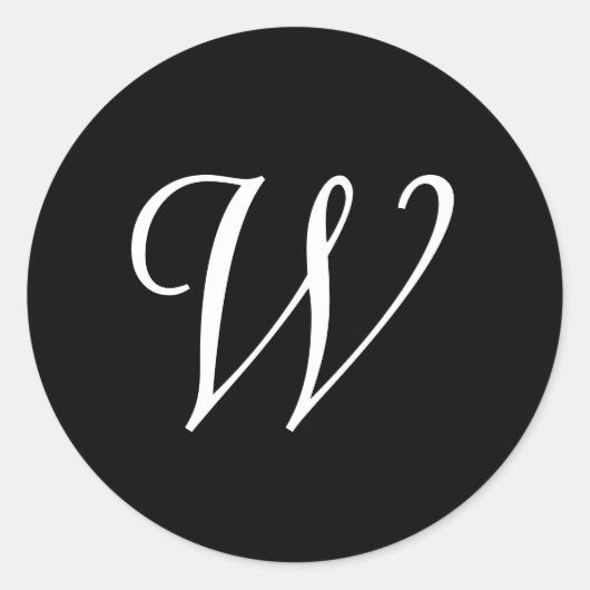 W Stickers Mariage Cursive Monogramme noir blanc (Devant)