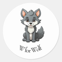 W voor Wolf Ronde Sticker