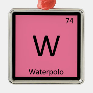 W - Waterpolo Sport Scheikunde Periodiek Systeem Metalen Ornament