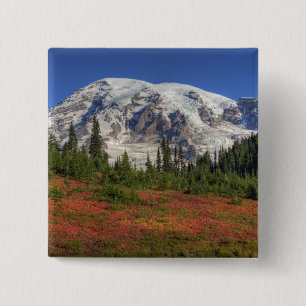 WA, Mt. Rainier Nationaal Park, Paradise Valley Vierkante Button 5,1 Cm