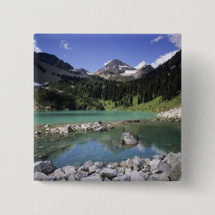 WA, Okanogan NF, Lewis Lake en Black Peak Vierkante Button 5,1 Cm