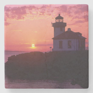 WA, San Juan Island, Lime Kiln Lighthouse, 1919, Stenen Onderzetter