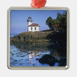 WA, San Juan Island, Lime Kiln vuurtoren Metalen Ornament