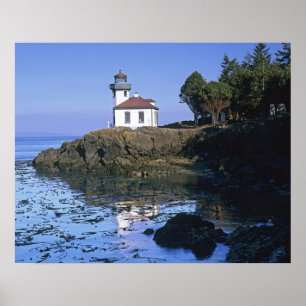 WA, San Juan Island, Lime Kiln vuurtoren Poster