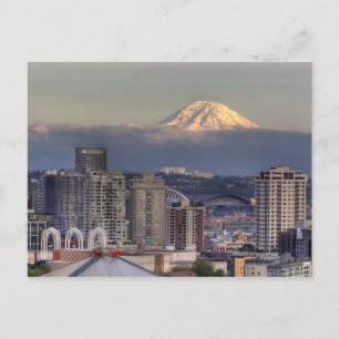 WA, Seattle, Mount Rainier uit Kerry Park Briefkaart