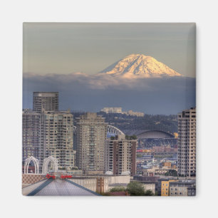 WA, Seattle, Mount Rainier uit Kerry Park Magneet