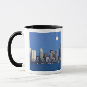 WA, Seattle, Seattle silhouet en Elliott Bay 2 Mok