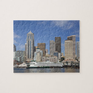 WA, Seattle, Seattle silhouet met veerboot Legpuzzel