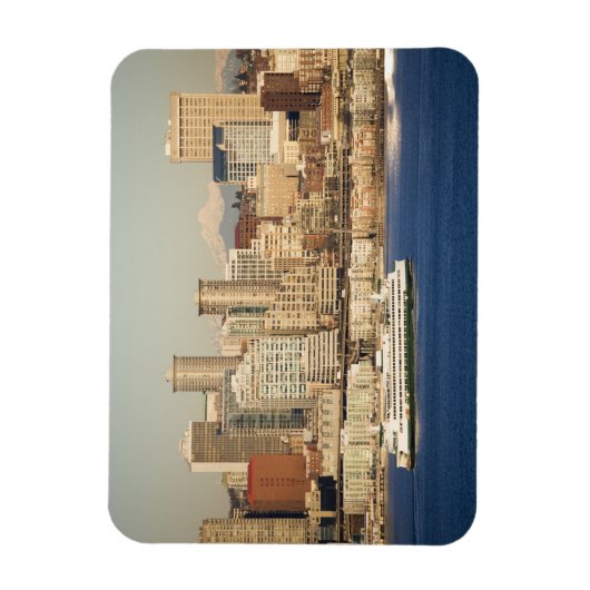 WA, Seattle, Seattle skyline en Elliott Bay Magneet (Verticaal)