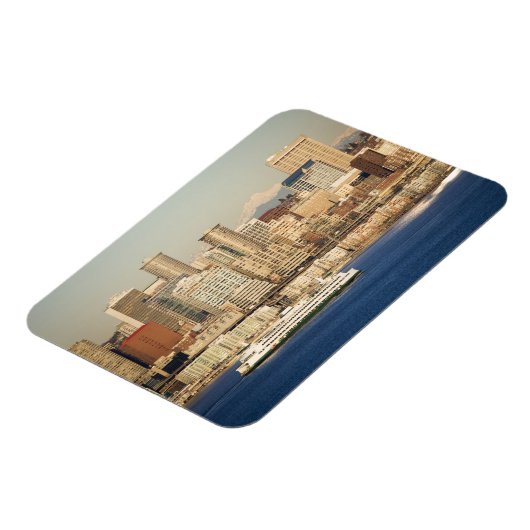 WA, Seattle, Seattle skyline en Elliott Bay Magneet (Linkerzijde)