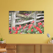 WA, Skagit Valley, Roozengaarde Tulip Garden Canvas Afdruk (Insitu (Woonkamer))