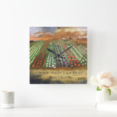 WA Skagit Valley Tulip Fields Spring Dreaming Vierkante Klok (Huis)