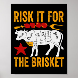 Waag het voor de Brisket Grappige Bbq Rookfeestje Poster