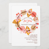 Waaier- en Bloemen Uitnodiging (Voorkant / Achterkant)