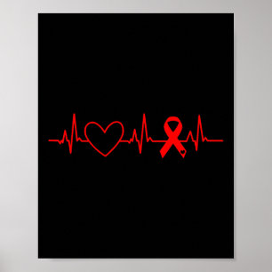 Waakzaamheid hartziekte Maand Lint Rood hart Poster