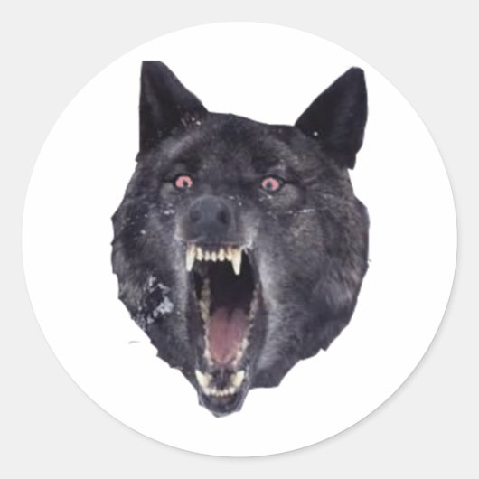 Waanzin wolf ronde sticker (Voorkant)