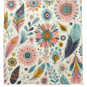 Waanzinnige Boheemse veren en bloemen Douchegordijn (Voorkant)