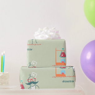 Waanzinnige wetenschapsontleder met snor cadeaupapier