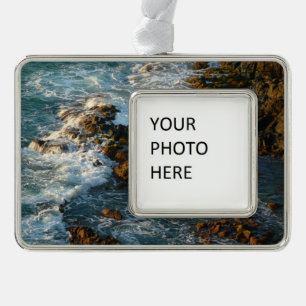 Waar de oceaan de Rocks ontmoet Verzilverd Kader Ornament