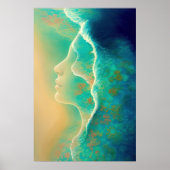 Waar de oceaan geheugen wordt - Blauw Groen Poster (Voorkant)