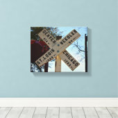 Waar de sporen naartoe leiden canvas afdruk (Insitu (Houten vloer))