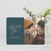 Waar de topjes met drie kerst luisteren feestdagenkaart (Staand voorkant)