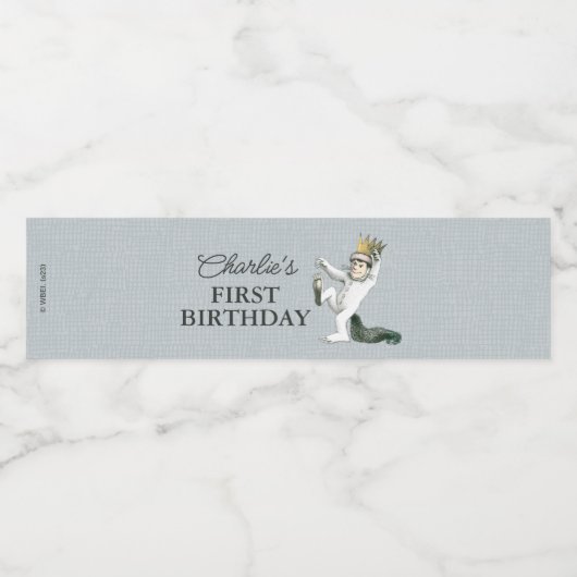 Waar de wilde dingen de eerste verjaardag zijn waterfles etiket (Enkel label)