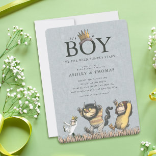 Waar de Wilde Dingen Zijn   Jongens Baby Shower Kaart
