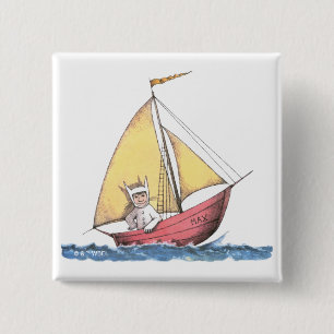 Waar de wilde dingen zijn Max Sailing Vierkante Button 5,1 Cm