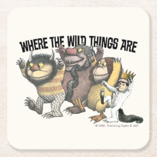 Waar de Wilde Things Are-figuren & logo Vierkante Kartonnen Onderzetter