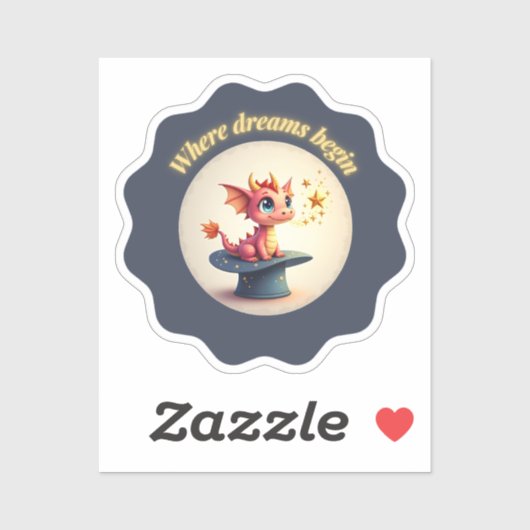 Waar dromen beginnen - Schattigee draak Sticker (Vel)