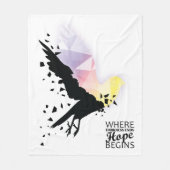 "Waar duisternis eindigt, begint de hoop." Fleece Deken (Voorkant)