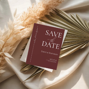 Waar het eeuwige begint Burgundy Save The Date Aankondigingskaart