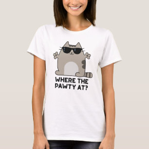 Waar het feestje bij Funny Party Cat Pun T-shirt