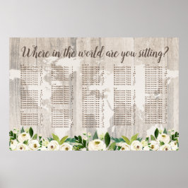 Waar in de World Rustic Map Wood Seating Chart Poster